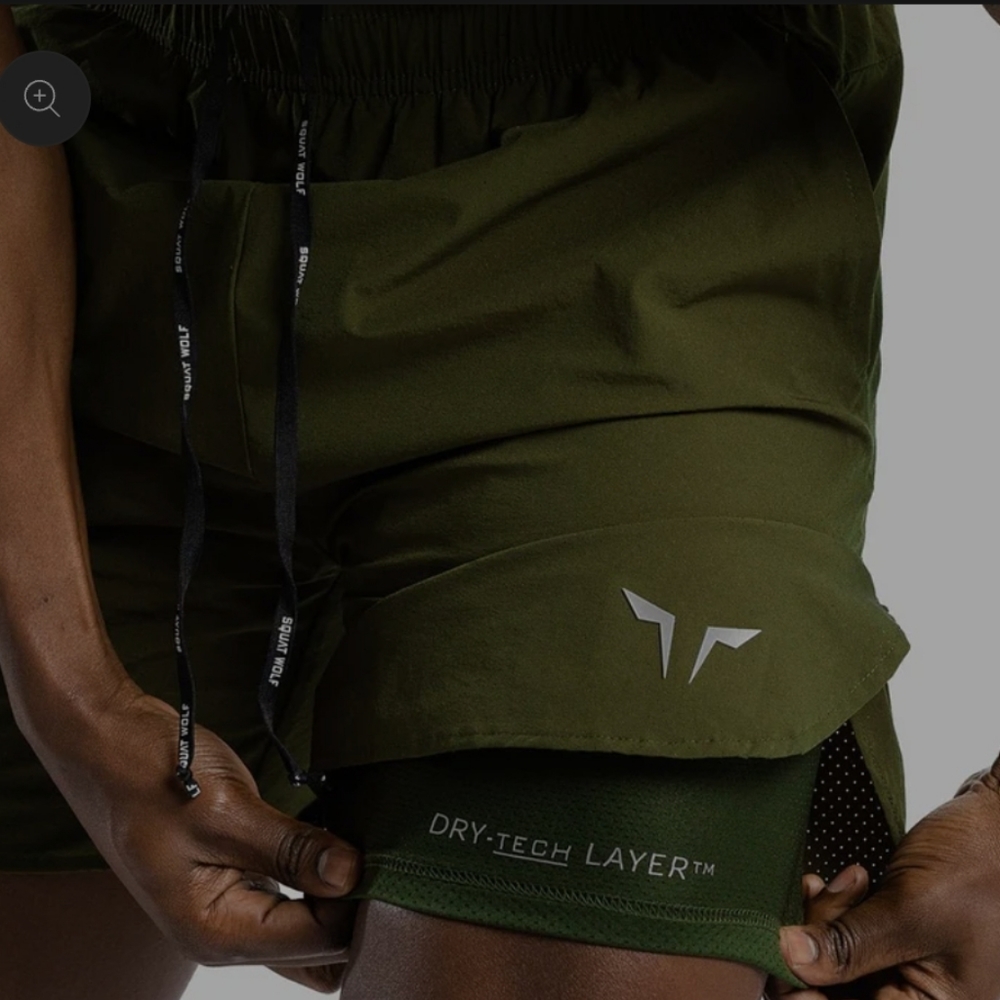 No Draw String - Squatwolf 2-IN-1 DRY TECH SHORTS 2.0 - OLIVE